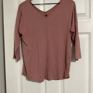 Tahari Women's quarter Sleeve V-Neck Top - Mauve